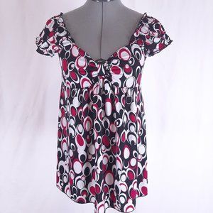 Grigio Blouse Top Abstract Geometric Pattern 90's